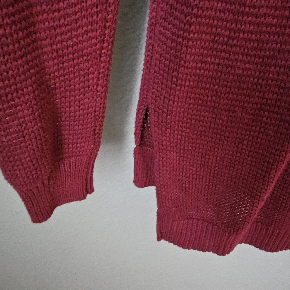 Harper Lane Knitted Hooded Red Burgundy Sweater Pullover Size S Cotton Blend - Picture 6 of 7